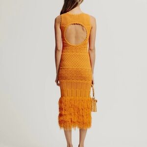 Ronny Kobo The Ryan Dress Fringe Terracotta Orange Backless Wedding Guest Dress